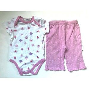 Girl's Size 9M 6-9 Months Two Piece Vitamins Cupcake & Tea Top & Pants Outfit